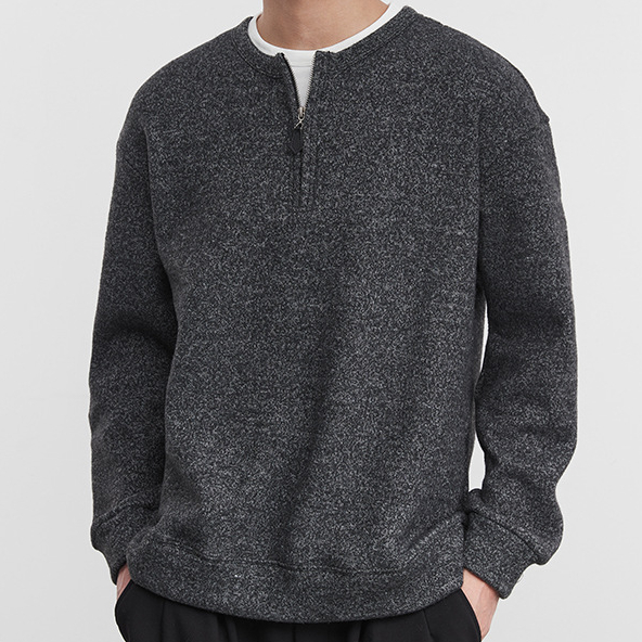 星爍假兩件加絨保暖衛衣秋冬季男拉鍊半開襟圓領休閒長袖