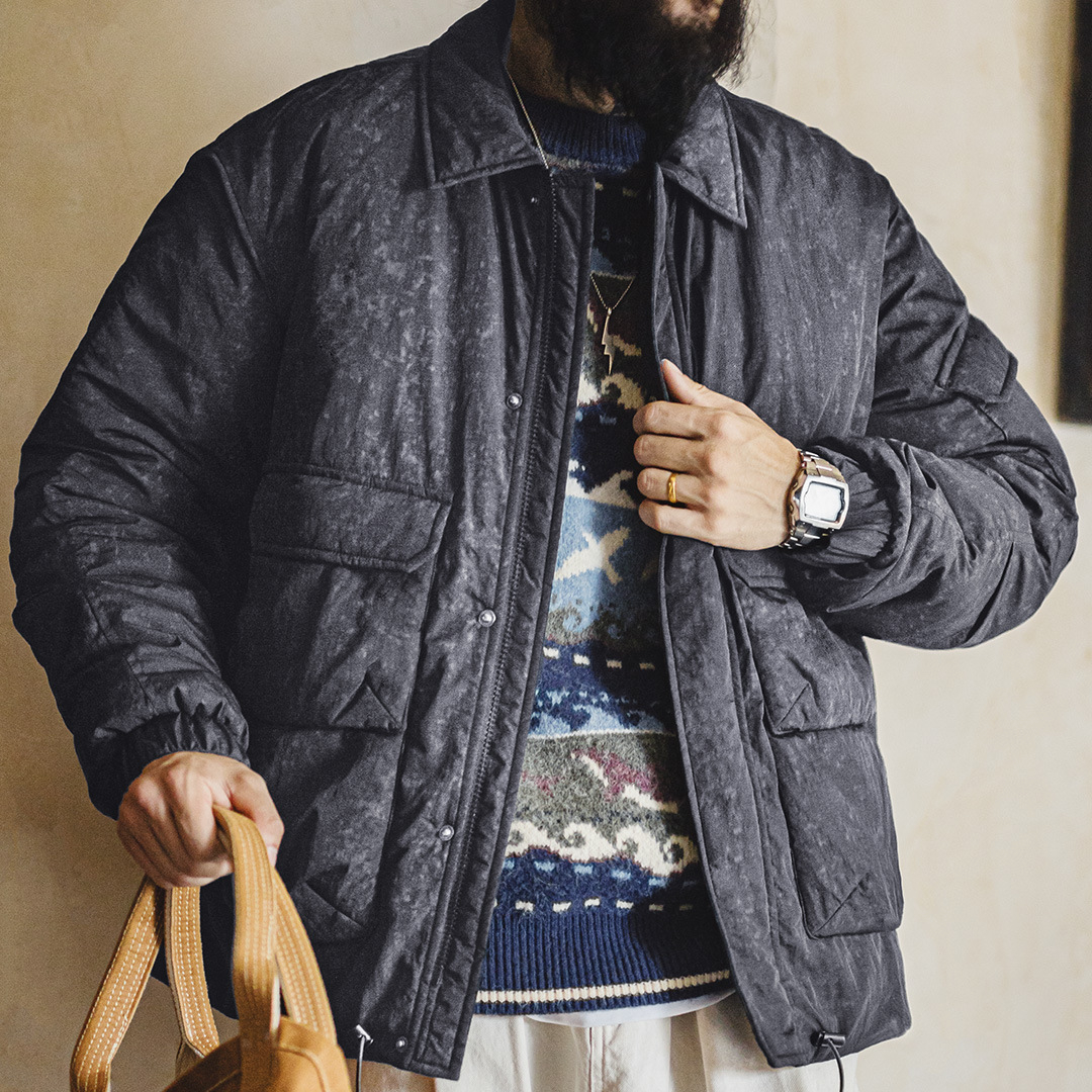 美式復古仿蠟染M65獵裝夾克立領保暖硬漢棉服外套男秋冬