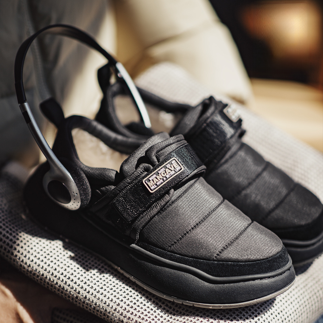 黑鋒低幫雪地靴冬季新款營地鞋男一腳蹬防水加絨加厚保暖棉鞋