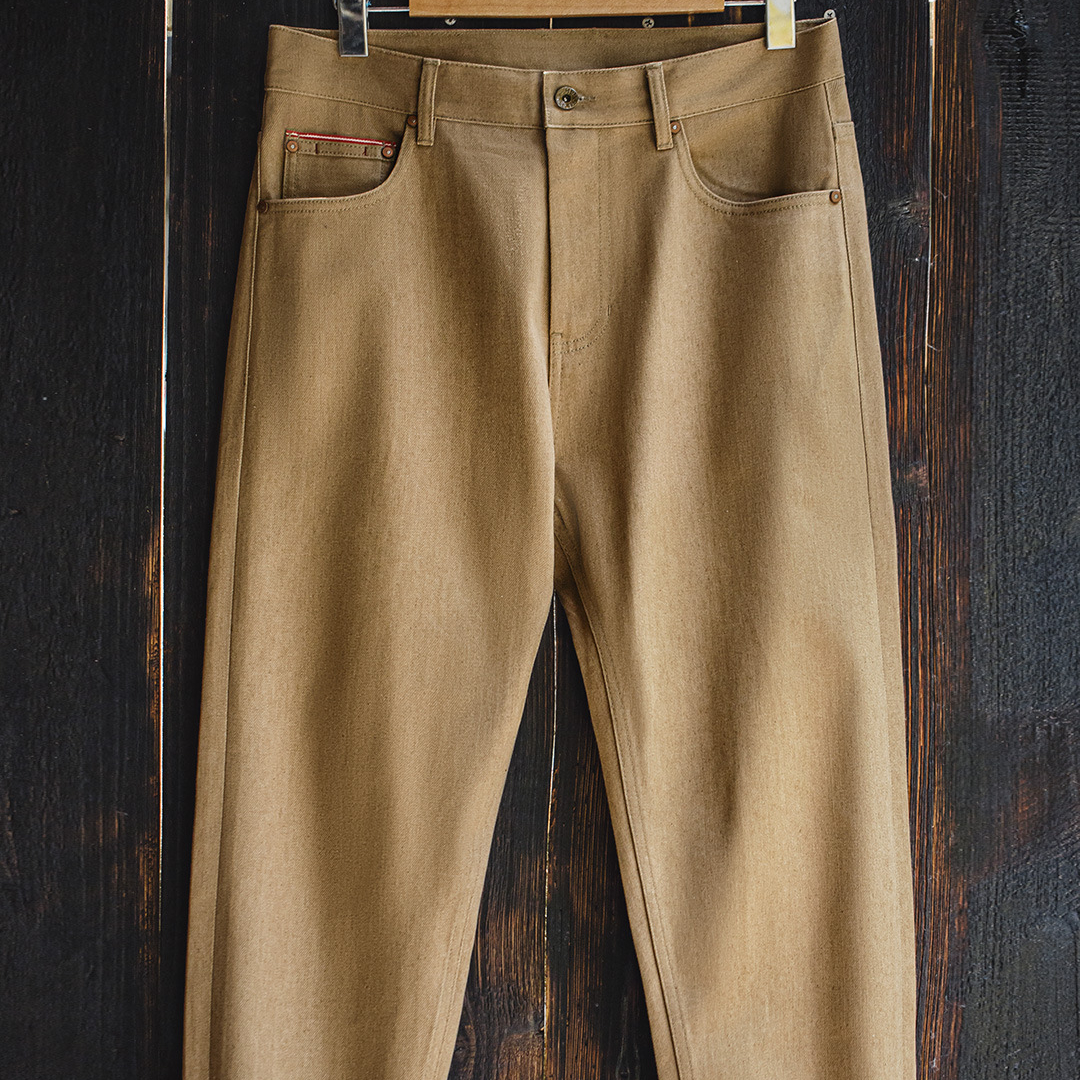 美式復古西部牛仔褲卡其棕色直筒黃石赤耳原牛休閒褲男秋