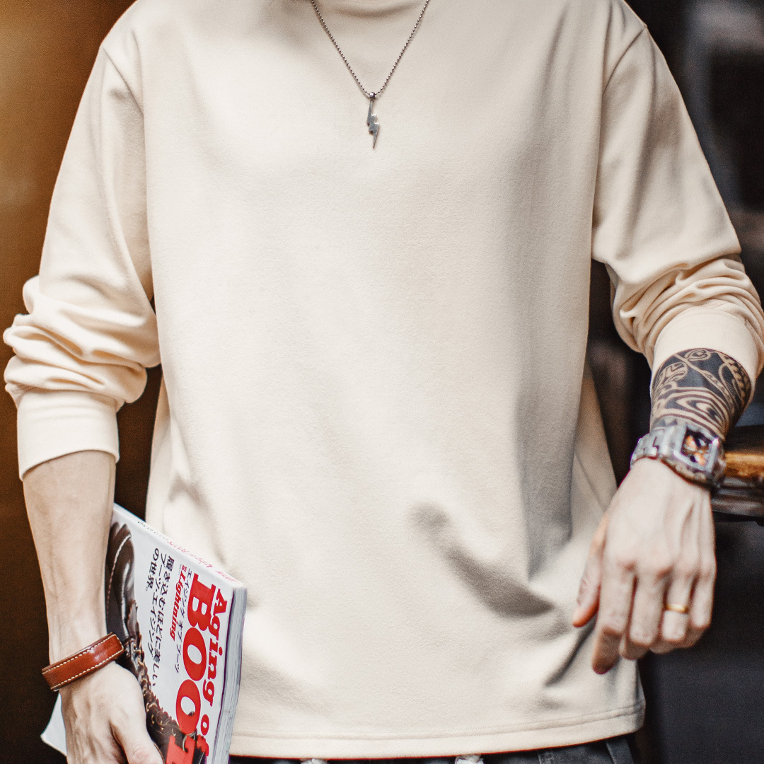 休閒半高領長袖打底衫純色保暖內衣加厚抗靜電內搭男款