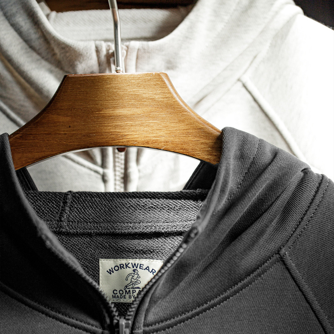 美式休閒灰色連帽衛衣寬鬆插肩袖開衫鬆弛長袖外套男款秋