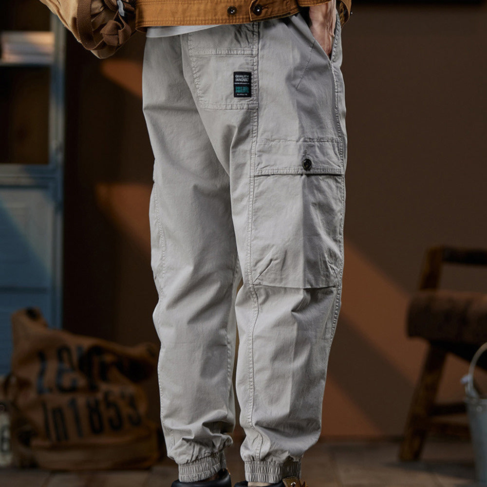 美式工裝褲夏季新款機能休閑束腳褲薄款男士褲