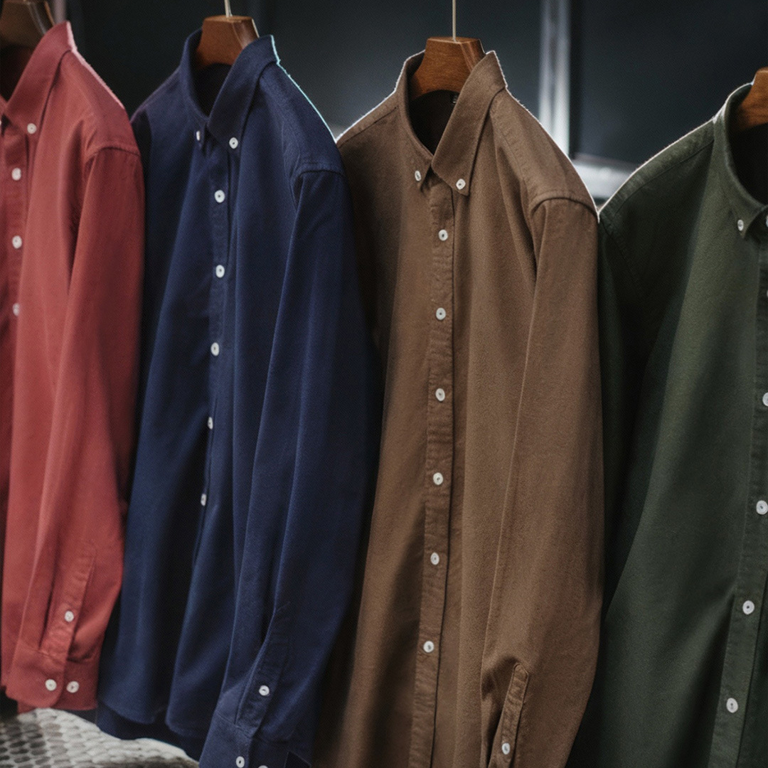 美式休閒純色牛津紡襯衫長袖外套純棉牛津布薄款襯衣男秋