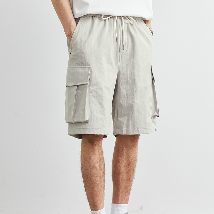 潮牌機能大口袋闊腿工裝短褲男山系戶外直筒寬鬆五分褲子