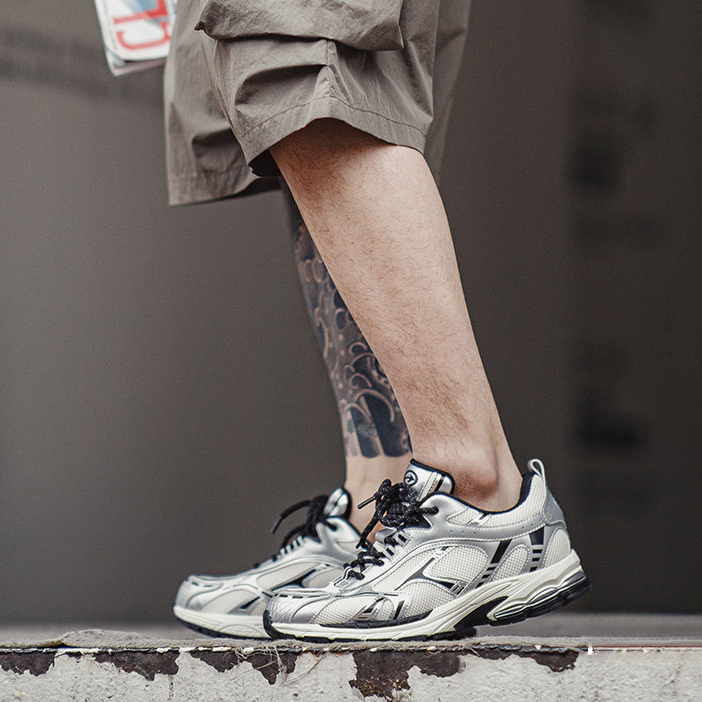 復古厚底銀黑色老爹鞋增高運動網帽透氣通勤新款休閒鞋子男款