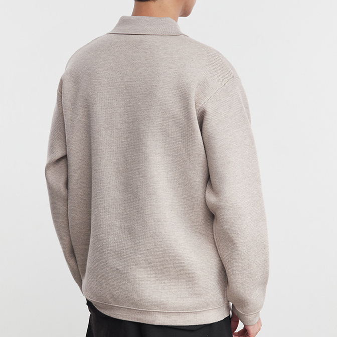 質感針織假兩件重磅毛衣730g海鷗領針織衫上衣男冬季內搭