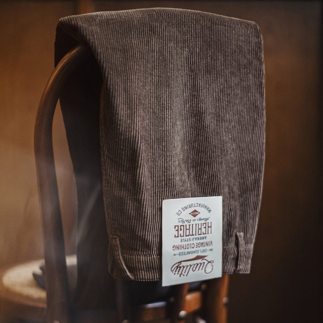 美式復古燈芯絨休閒褲咖色加厚直筒垂感闊腿長褲子男秋冬