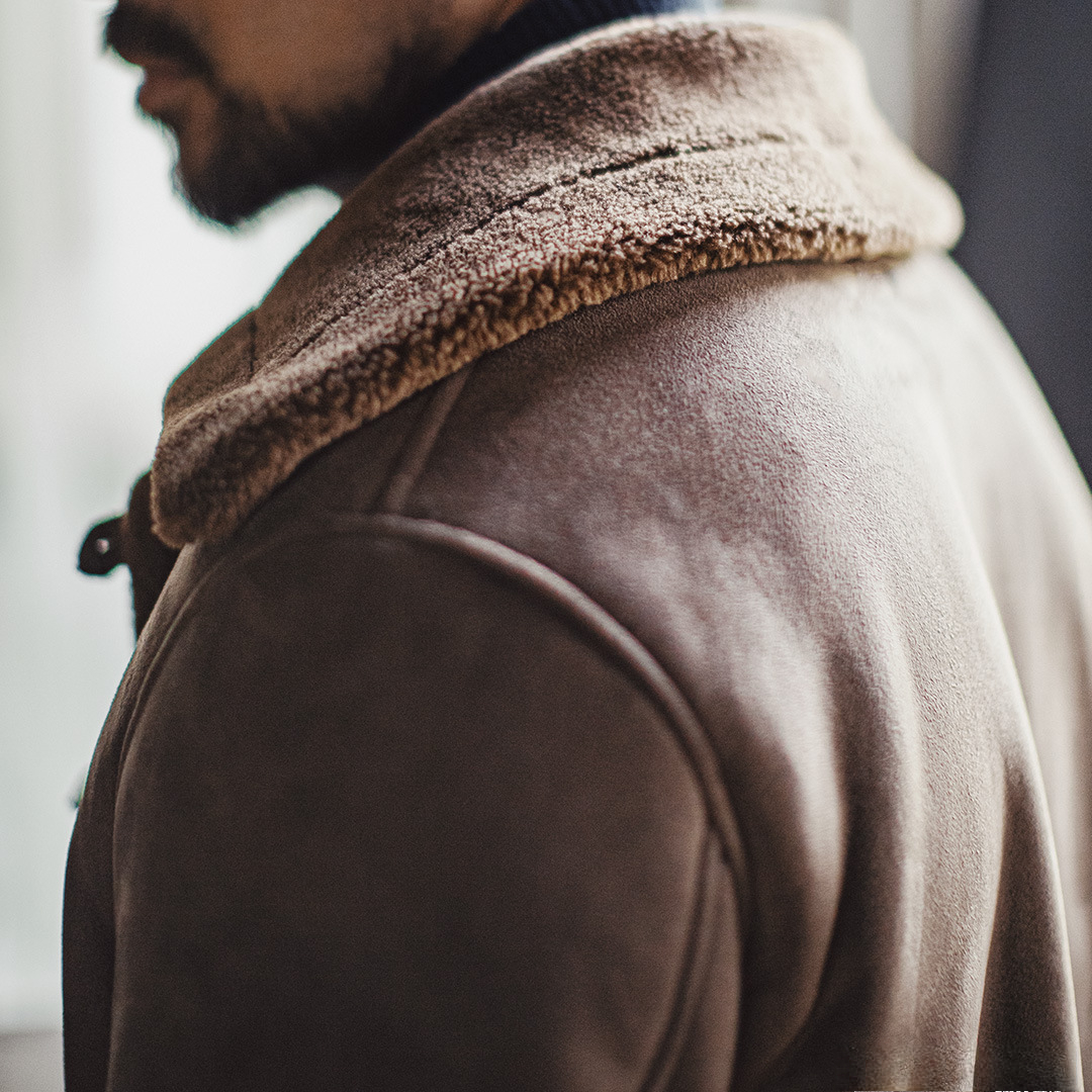 美式復古B7麂皮絨派克大衣中長款仿羊羔毛加厚外套男款冬