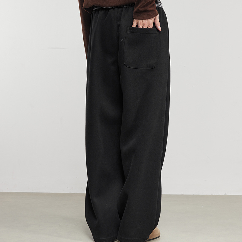 格序加厚格紋腰頭抽繩運動休閒褲冬季美式針織寬鬆長褲