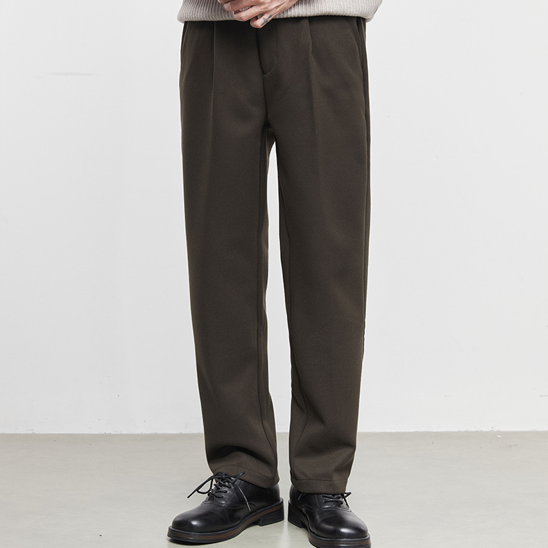 弛思加厚毛呢休閒褲男秋冬季2025新款保暖垂墜感直筒褲子