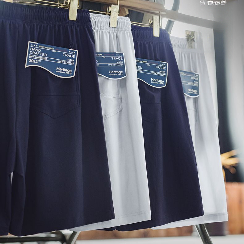 美式冰絲涼感短褲針織透氣運動跑步籃球薄款五分褲男款夏