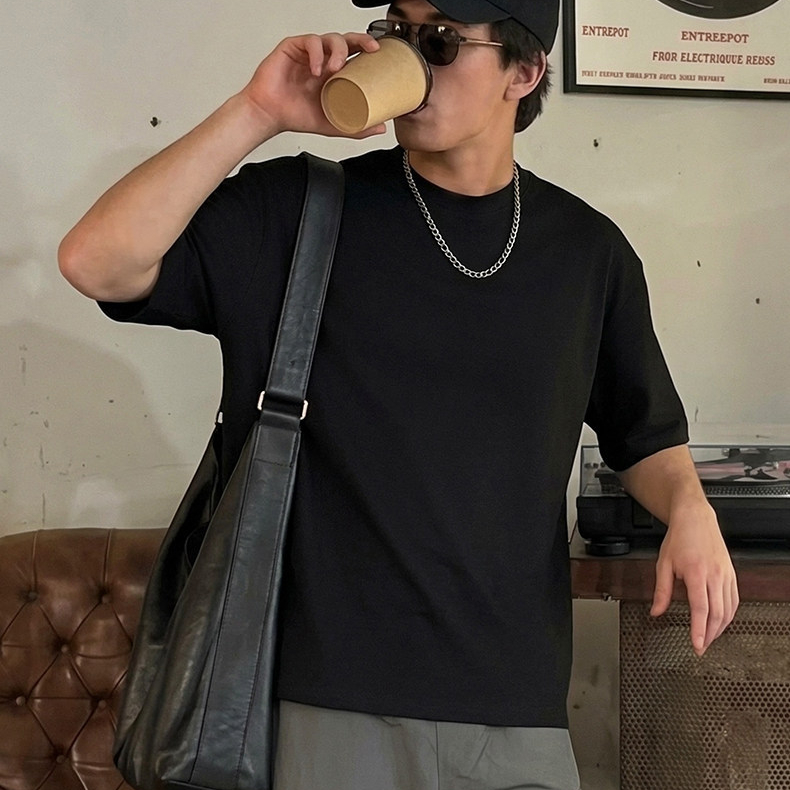 男裝70支匹馬棉短袖T恤棉涼感吸溼抗皺圓領打底純色半袖體恤夏