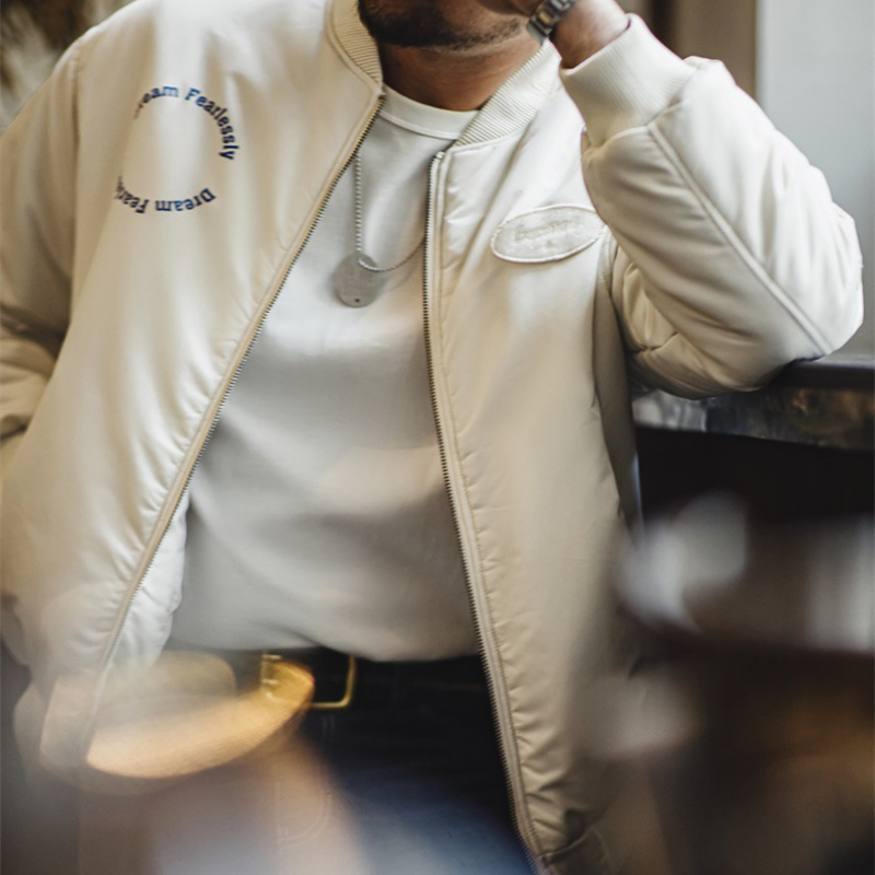 美式MA1飛行員夾克棉衣街頭風保暖bomber棒球服外套男秋