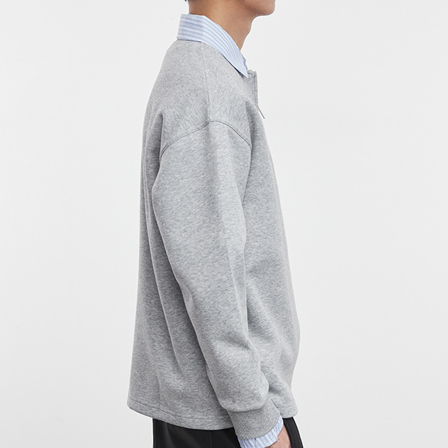 星垂野日系襯衫領假兩件衛衣男春秋季寬鬆翻領長袖上衣潮