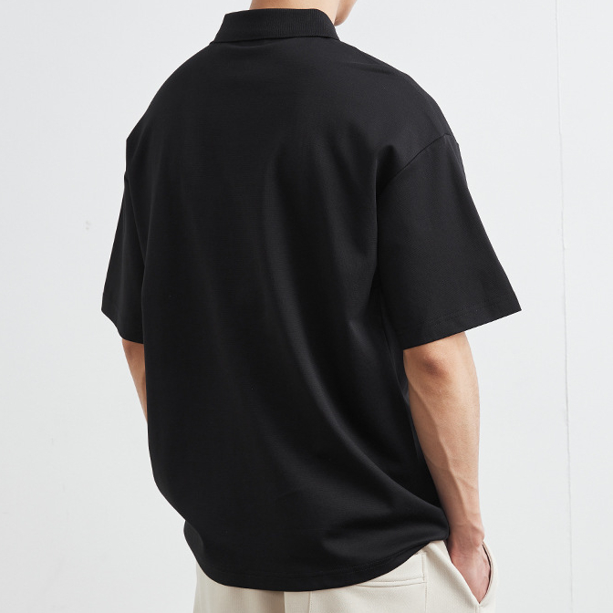 設計感拼色笑臉拼接短袖Polo衫男夏季寬鬆半袖翻領T恤上衣潮