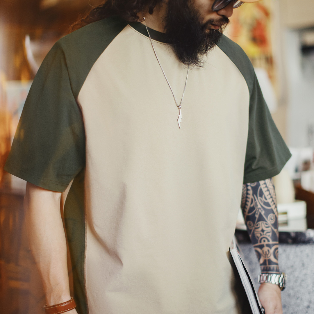 美式復古撞色涼感T恤速幹跑步運動插肩袖防曬短袖男夏季