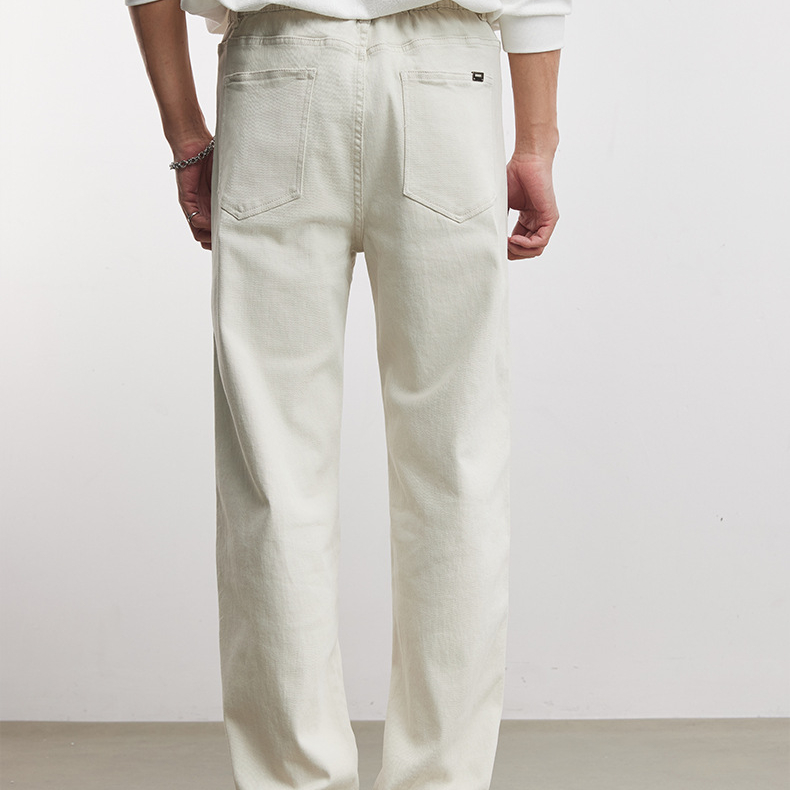 280g立体裁剪休闲直筒裤男春季纯色宽松口袋精致五金潮流长裤