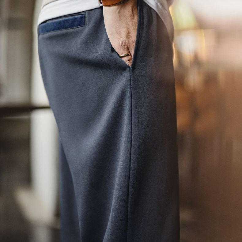 美式休閒立體剪裁衛褲垂墜百搭寬鬆直筒束腳運動長褲男春