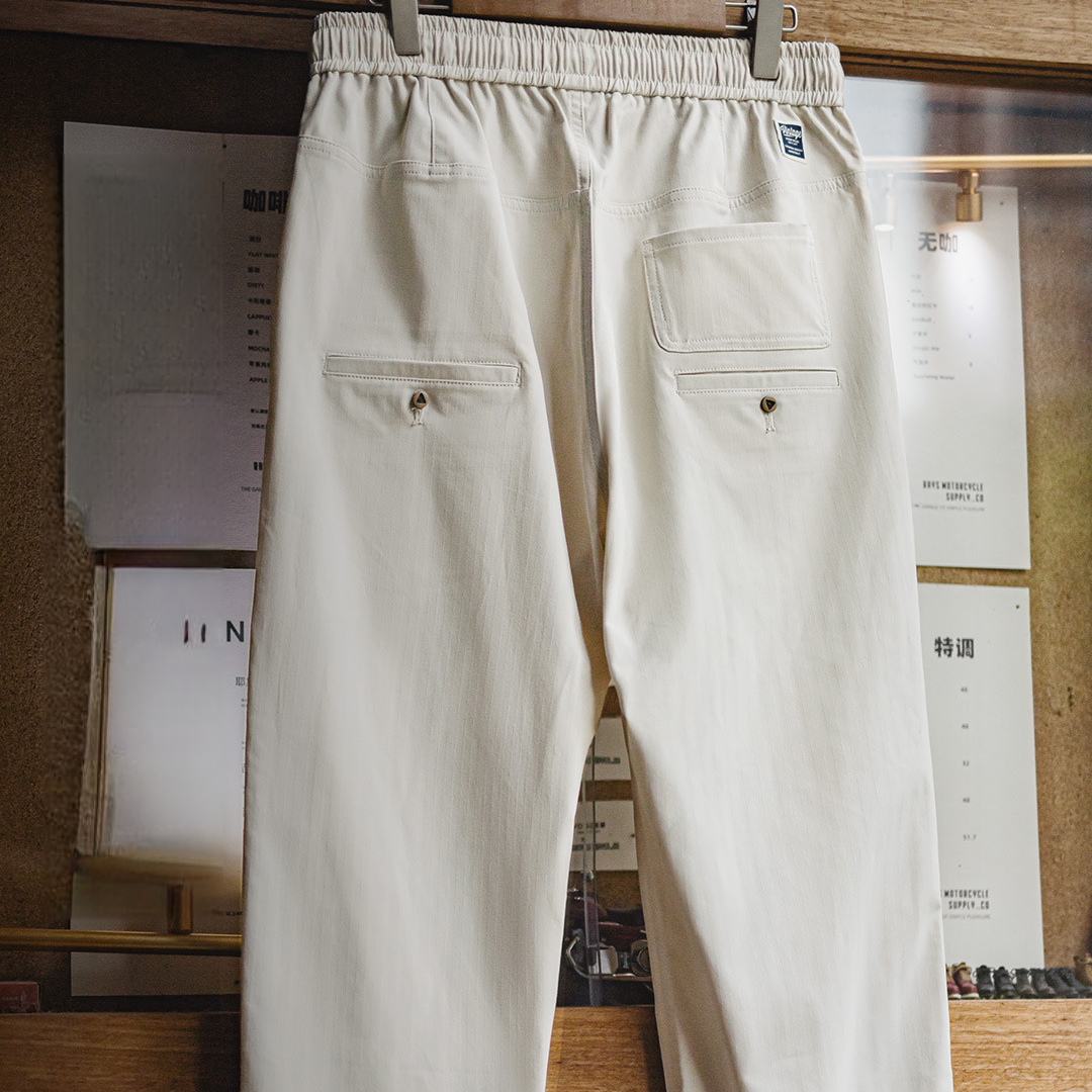 輕美式Easypants休閒褲白色通勤直筒寬鬆垂感長褲子男秋