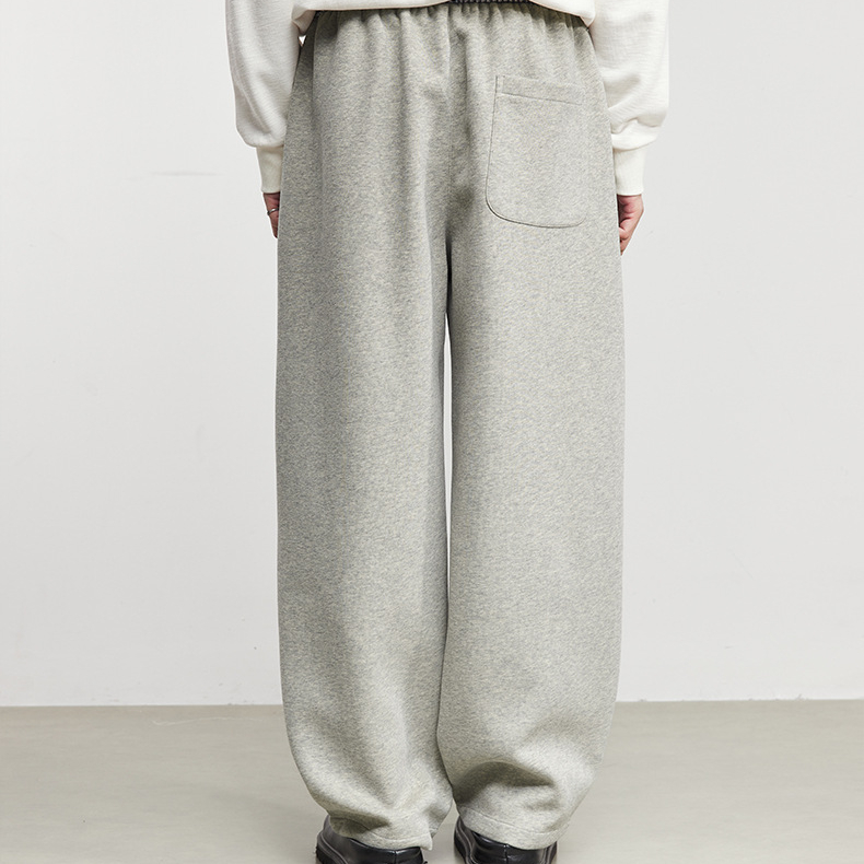 格序加厚格紋腰頭抽繩運動休閒褲冬季美式針織寬鬆長褲