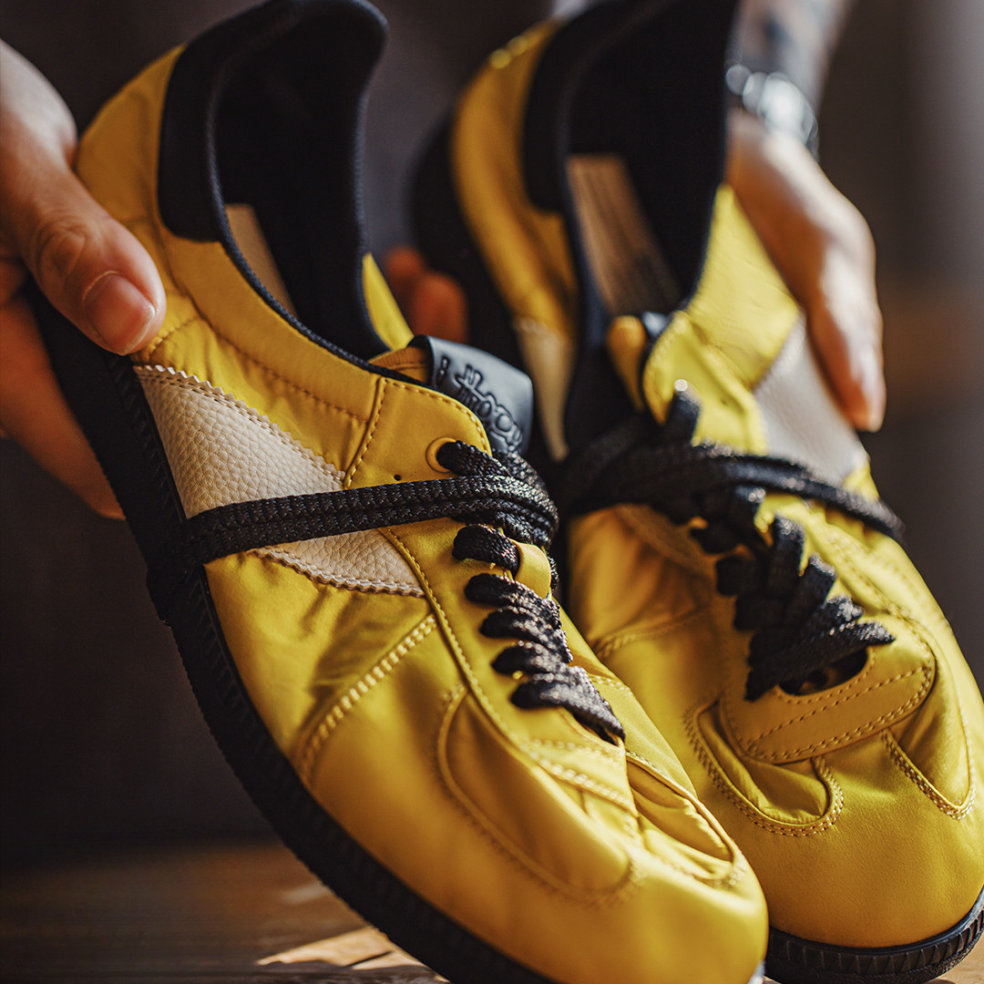 軟刃新款黃色復古德訓鞋圓頭男士春夏季透氣運動休閒軟底板鞋