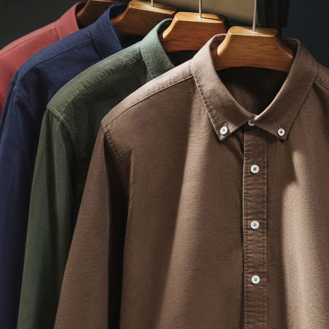 美式休閒純色牛津紡襯衫長袖外套純棉牛津布薄款襯衣男秋