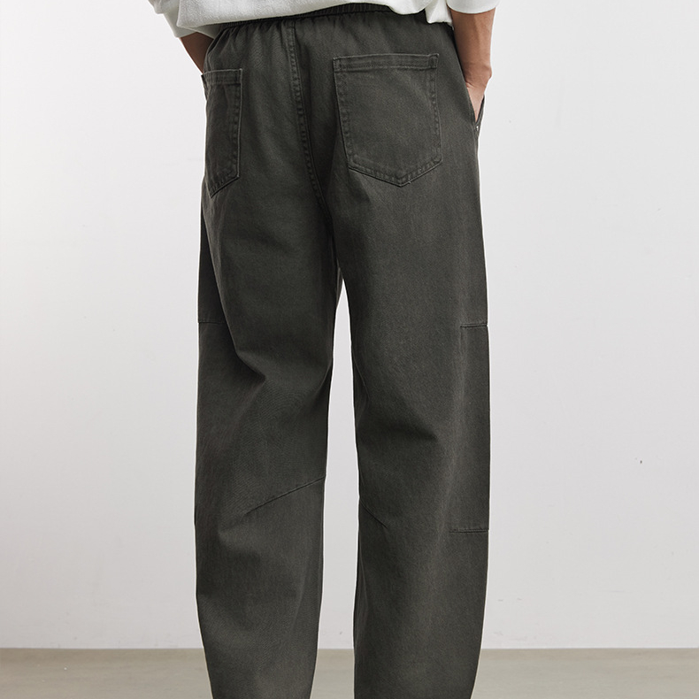 280g純棉休閒直筒褲男春季寬鬆立體裁剪舒適美式彎刀傘兵褲