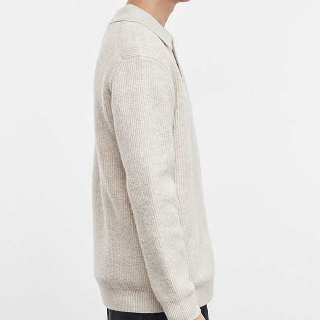 雅襟流光復古潮牌純色POLO領針織衫男秋季寬鬆套頭毛衣男