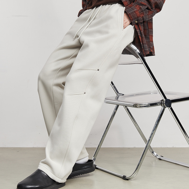 暖絨重磅加絨慕斯空氣棉廓形結構百搭休閒褲冬季抽繩衛褲