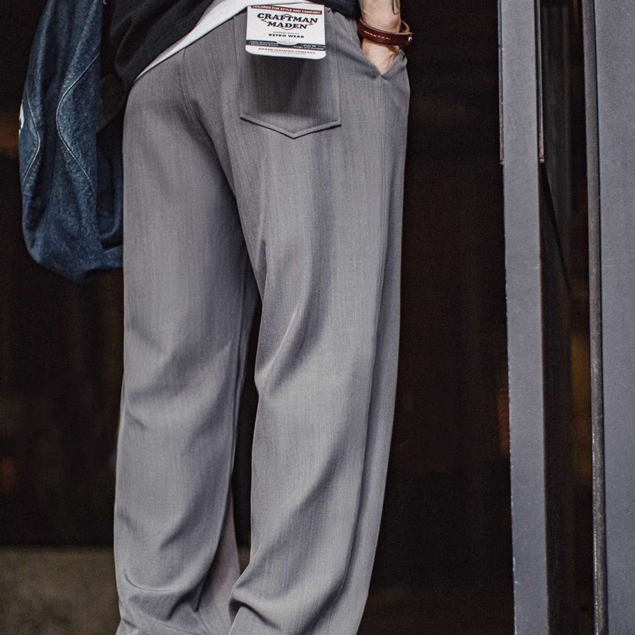 休閒西裝褲垂墜感cleanfit老錢風灰色通勤長褲子薄款男夏