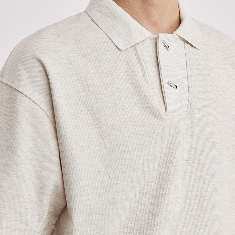 重磅220g華夫格POLO衫男夏季寬鬆翻領透氣親膚純色基礎款短袖