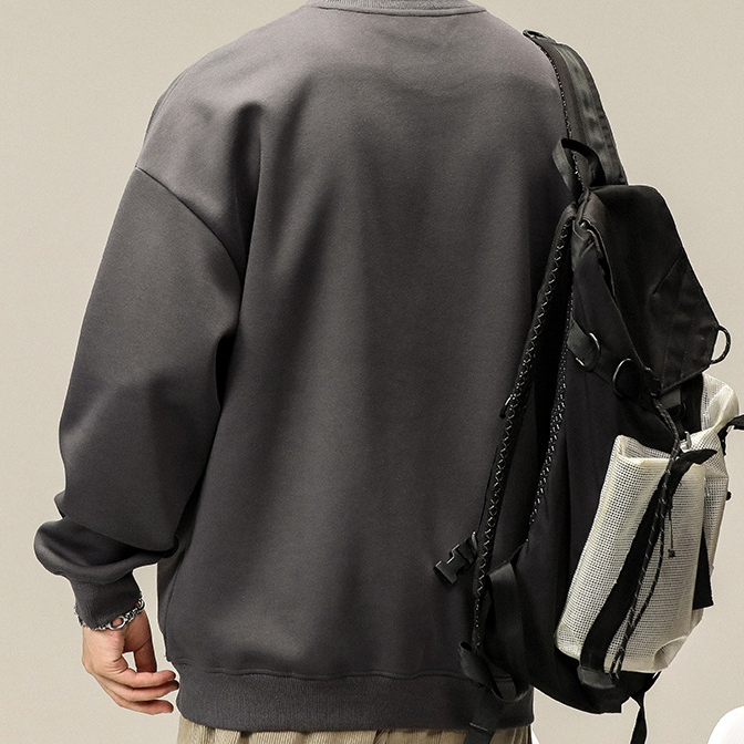 美式復古重磅刺繡衛衣男春季新款寬鬆大碼潮牌圓領上衣男