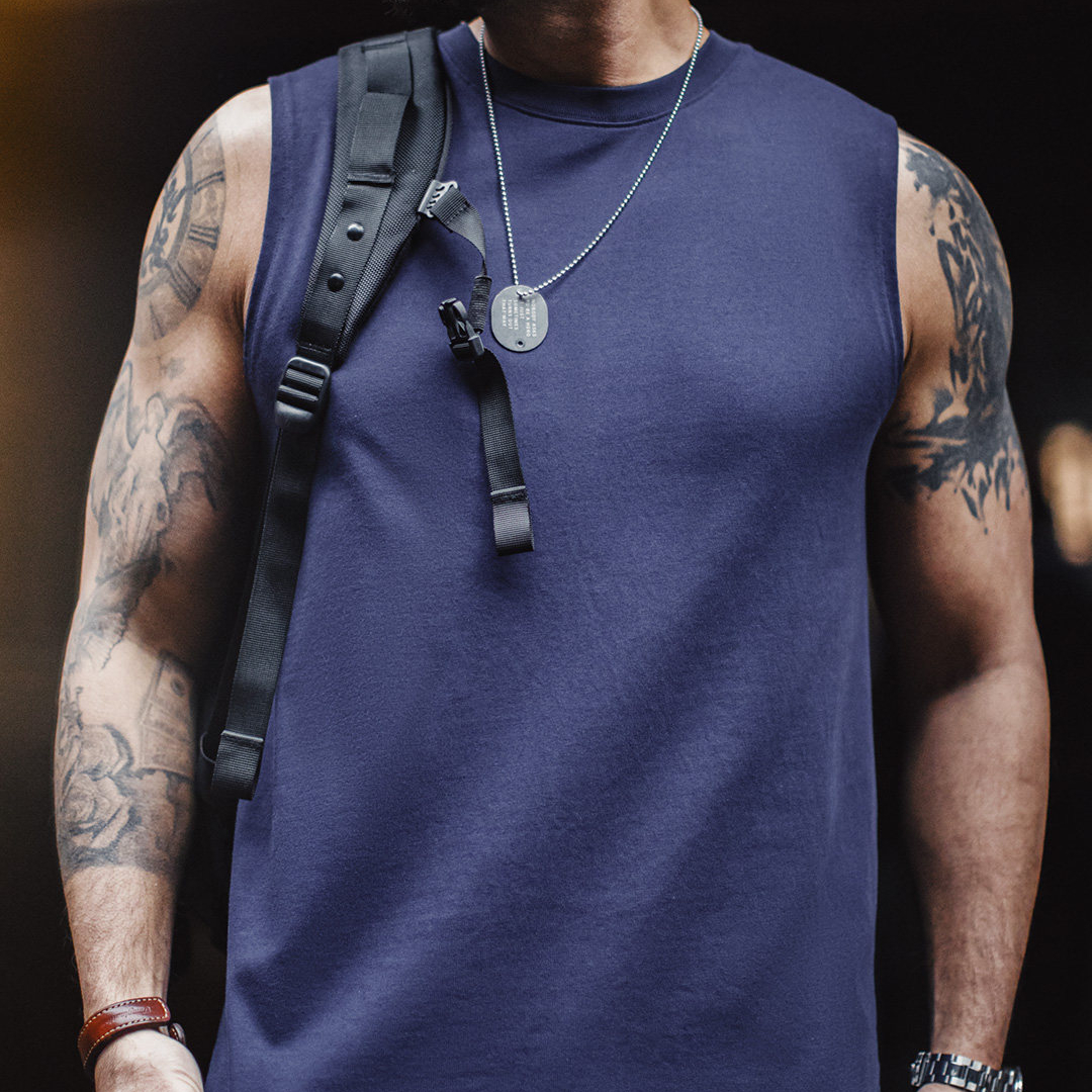 美式白色新疆純棉健身背心跨欄重磅無袖內搭坎肩打底衫男