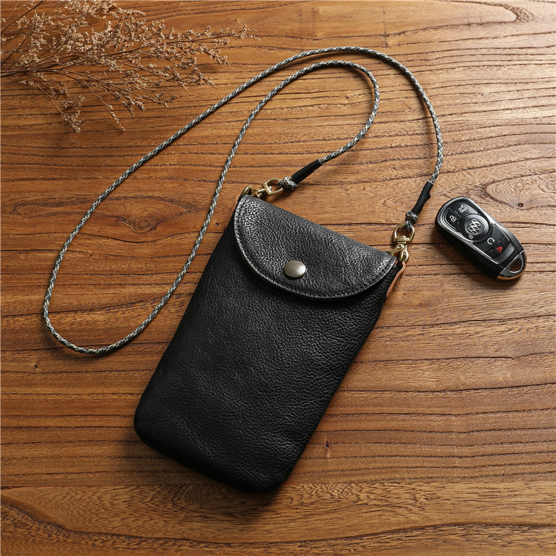 植鞣頭層牛皮男士手機包斜挎包迷你小包包真皮掛脖輕便簡約男女款