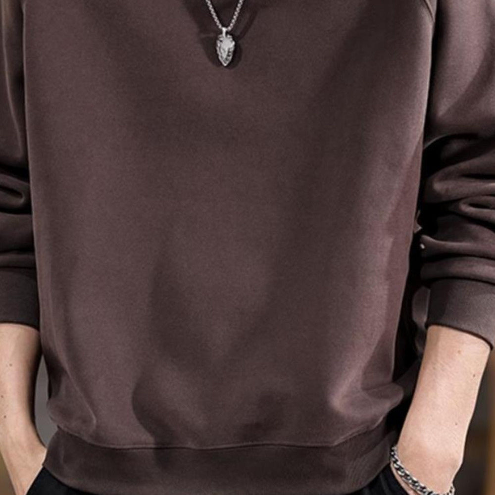 美式潮牌刺繡亨利領衛衣男寬松大碼秋冬加厚運動休動上衣外套男