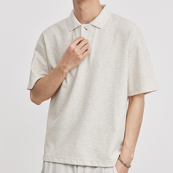 重磅220g華夫格POLO衫男夏季寬鬆翻領透氣親膚純色基礎款短袖