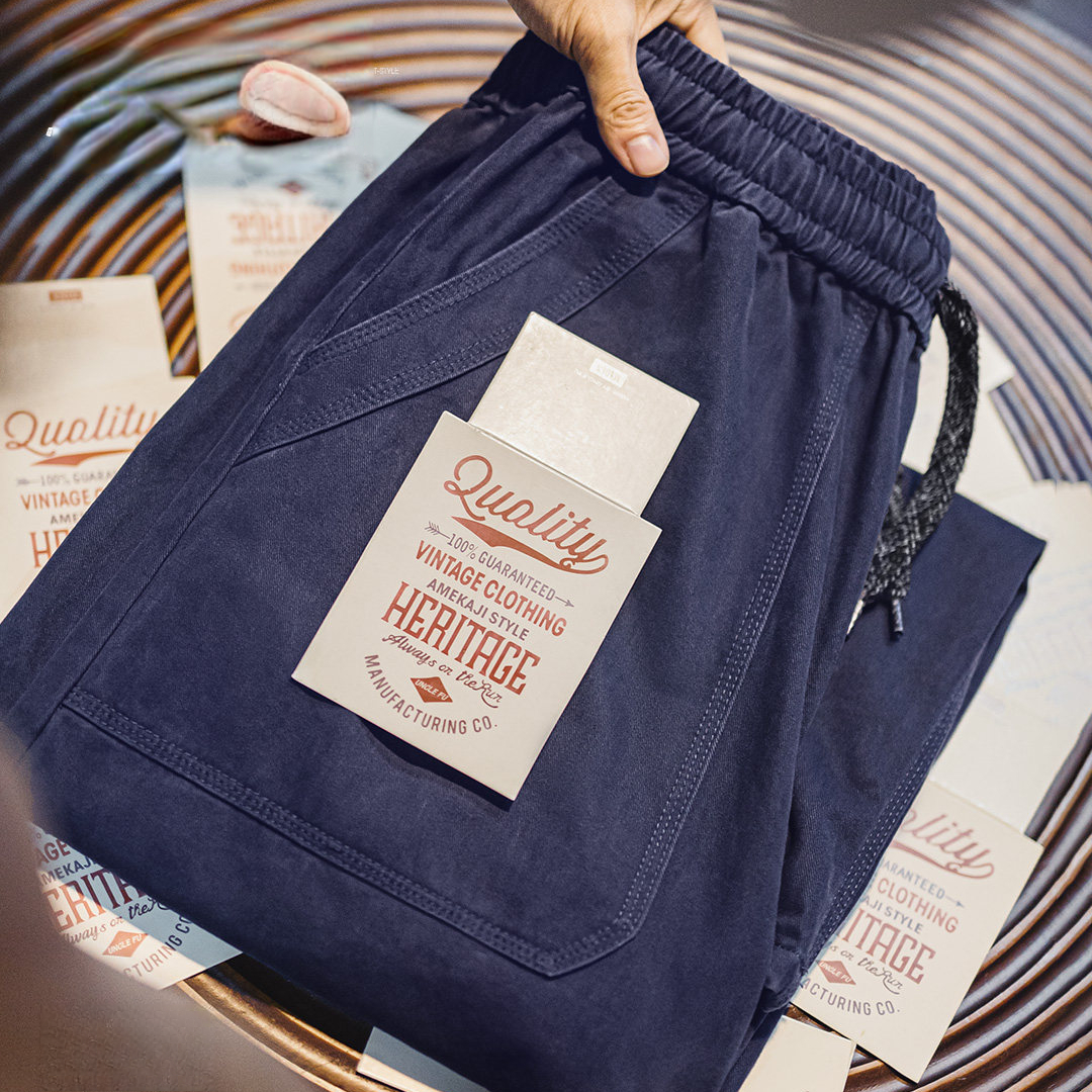 美式復古水洗多口袋工裝伐木褲純棉闊腿束腳休閒褲子男春