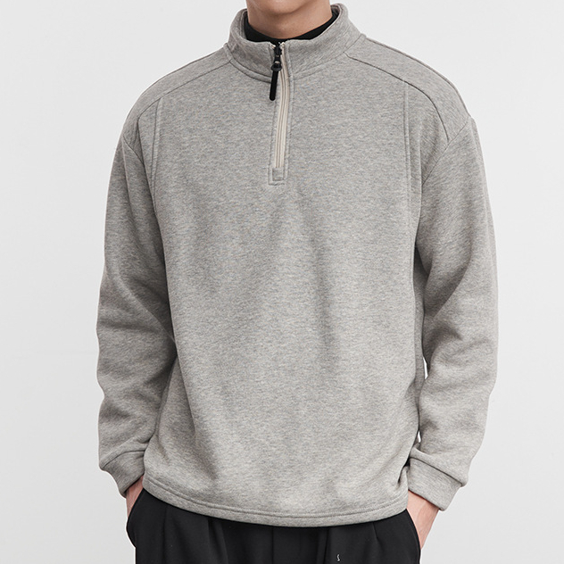 暖舒立體剪裁加絨保暖衛衣秋冬季男半開拉鍊休閒百搭上衣