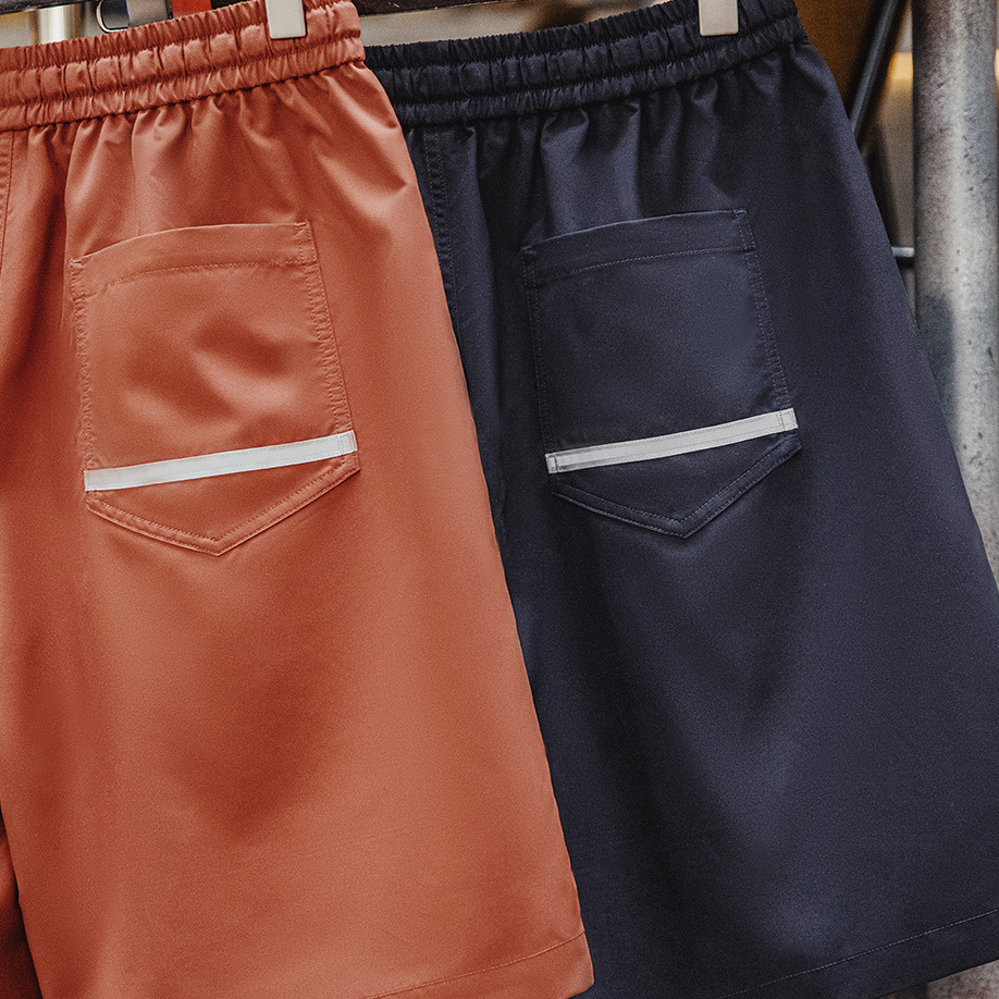 美式紅色短褲抽繩鬆緊腰直筒寬鬆外穿大口袋五分褲男夏季