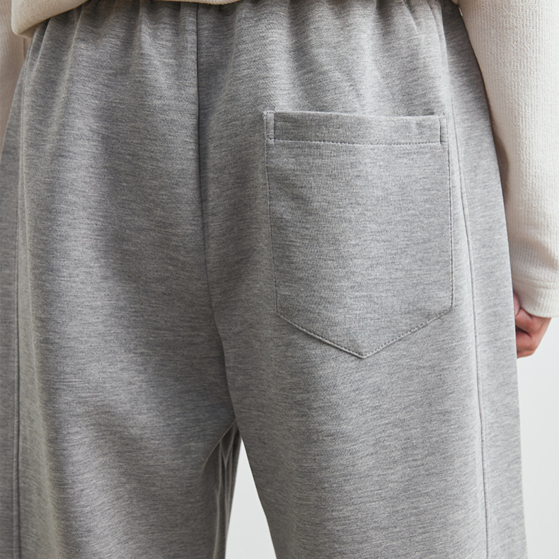 淺灰色直筒褲子男秋季新款美式彎刀運動寬鬆垂感闊腿衛褲