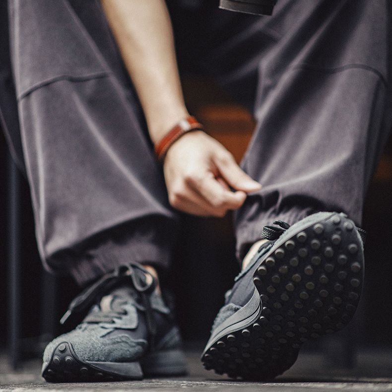 復古黑武士老爹鞋純黑色厚底減震運動休閒百搭鞋子男春季