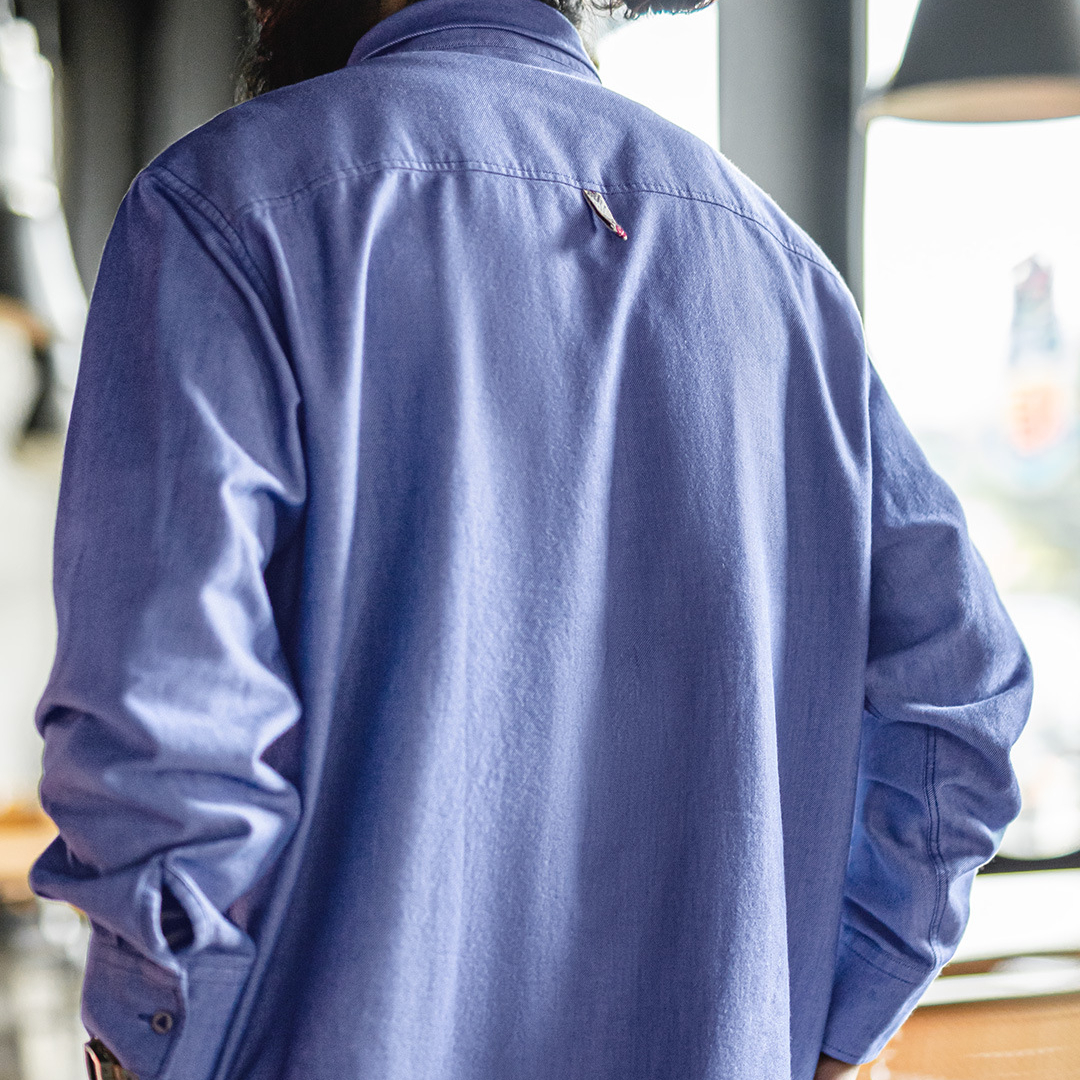 美式休閒牛津紡長袖襯衫藍色襯衣外套純棉牛津布薄款男秋