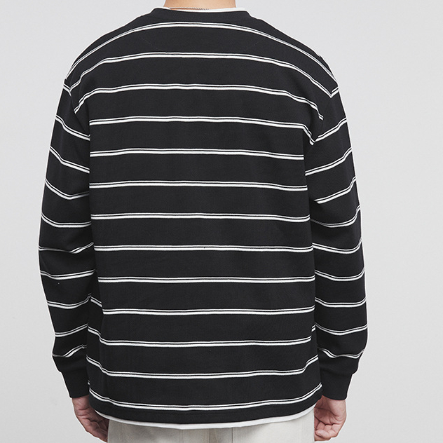 320g重磅假兩件條紋衛衣男士春秋季2025新款寬鬆長袖上衣