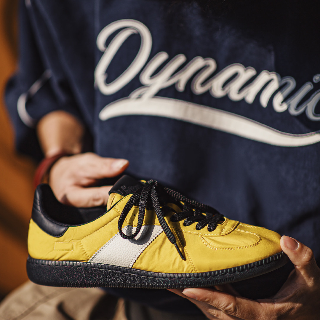 軟刃新款黃色復古德訓鞋圓頭男士春夏季透氣運動休閒軟底板鞋