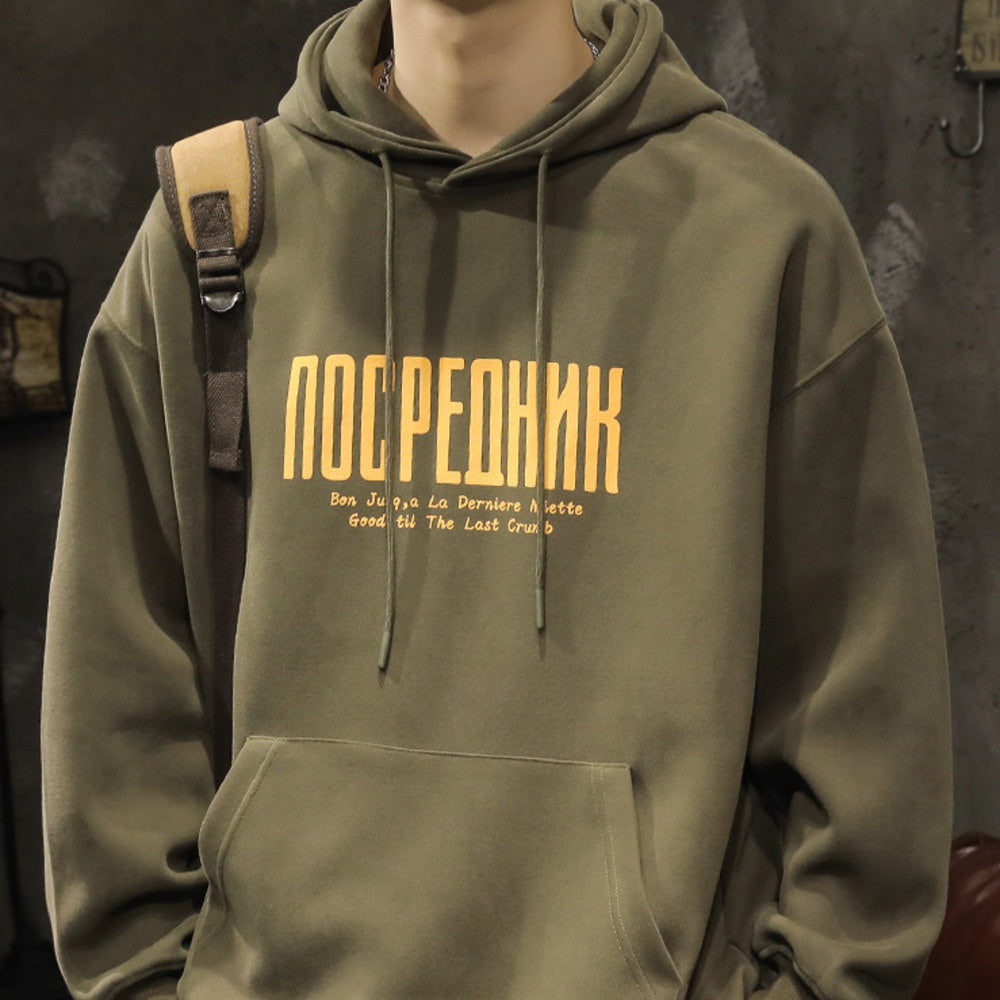 美式寬松連帽衛衣男2024年春秋新款上衣潮牌長袖T恤外套男裝