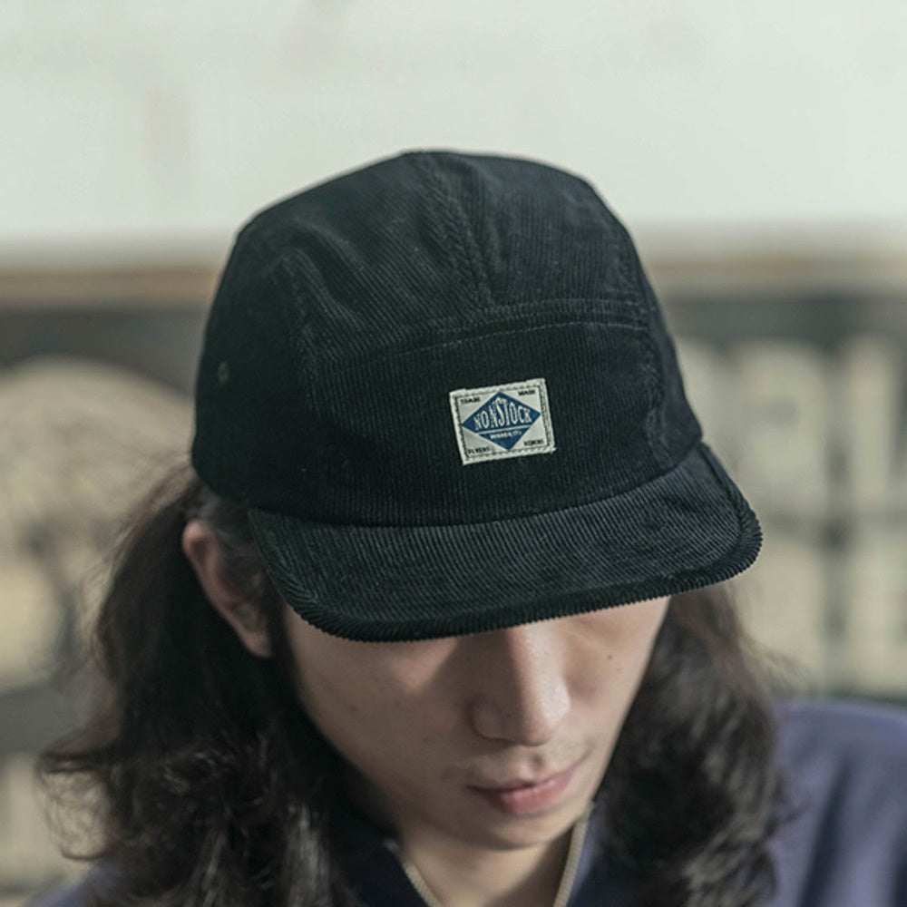 燈芯絨拼接五片帽 圓頂棒球帽短檐休閑棒球帽日潮