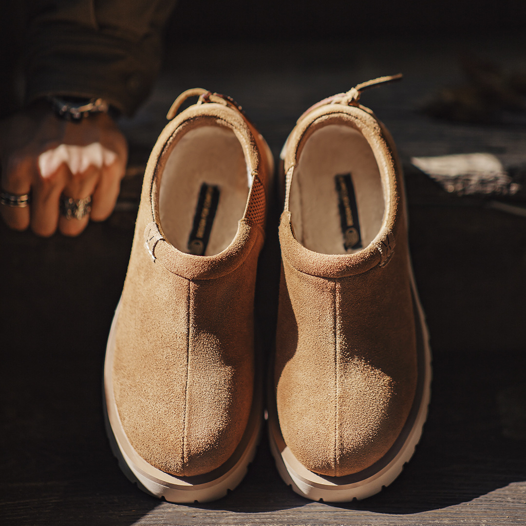 復古雪地靴男款2025冬季新款加絨保暖厚底棉鞋一腳蹬休閒鞋子