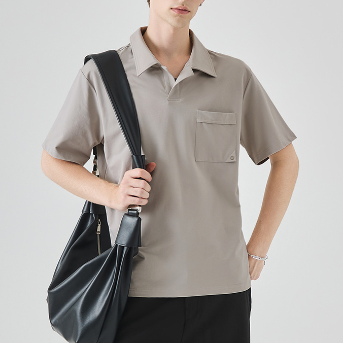 商務休閒短袖POLO衫男士夏季薄款高級感百搭翻領上衣工服