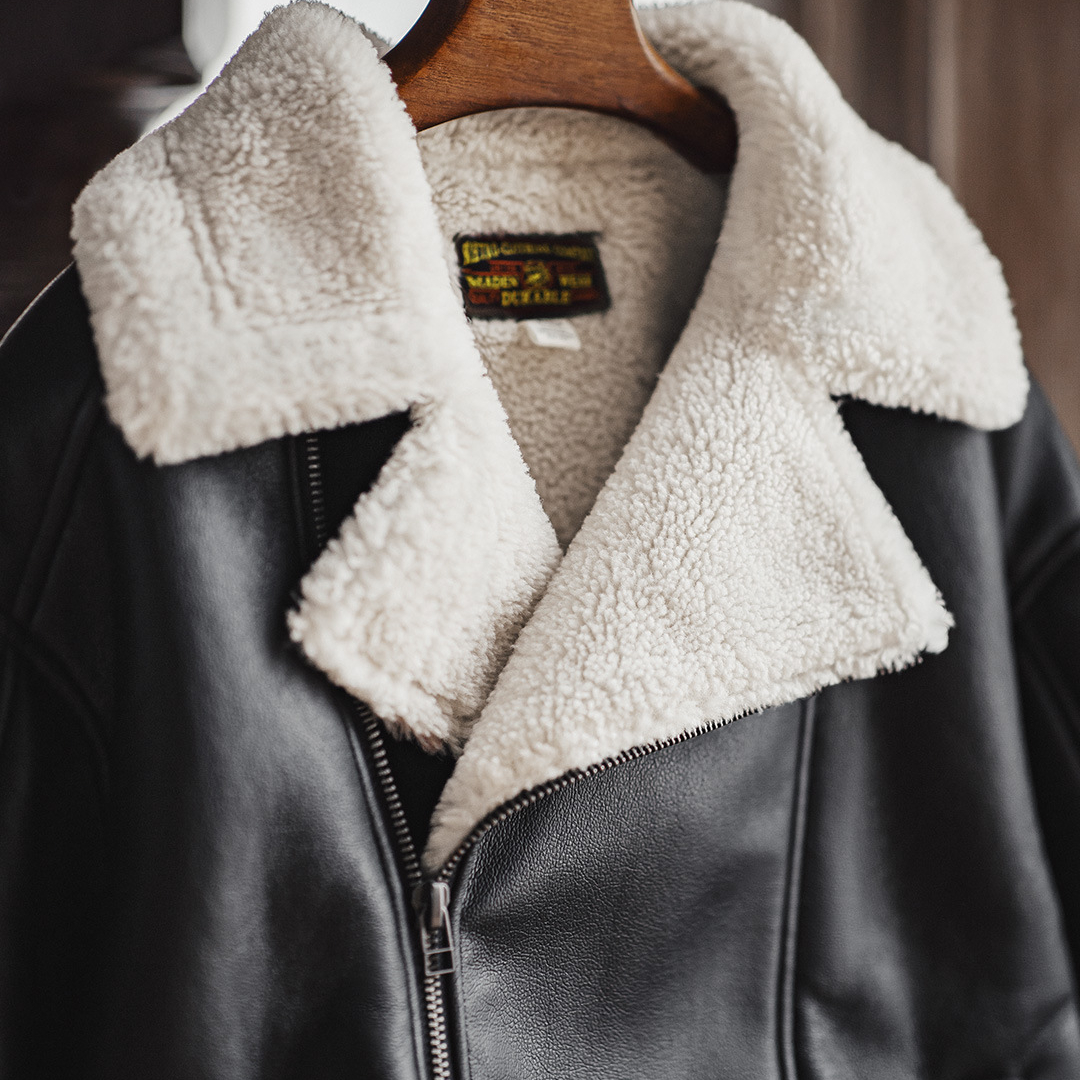 美式G1飛行服夾克bomber仿羊羔絨荔枝紋皮衣保暖外套男冬